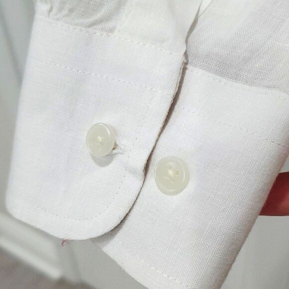 Joseph Abboud Mens 100% White Linen Long Sleeve, Size Large - Picture 4 of 5